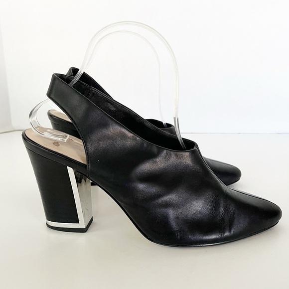 Bella Vita Gabriella Black Leather Slingback Pump Women Size 8 Heels Pointed Toe - Picture 4 of 10